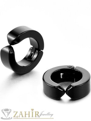  Малки симпатични халки 1, 3 см  черна титаниева стомана ,клипс закопчаване , широки 0,2 см- O2855